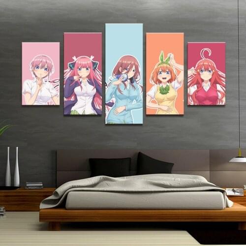 5 Piece Canvas Wall Art Prints Home Modern Living Decor Anime Cute And Lively Girl Posters Pictures Bedroom Decoration Paintings
