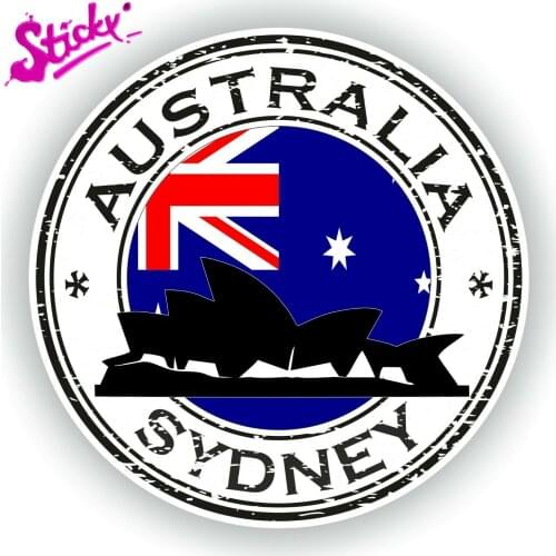 STICKY Australia Sydney Stamp Seal Badge Brand Car Sticker Decal Decor Motorcycle Off-road Laptop Trunk Guitar PVC