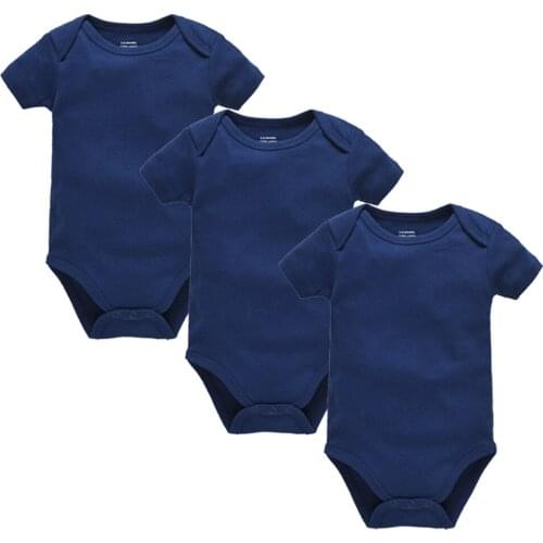 Kavkas Baby Boys Girls Clothes 100%COTTON Solid Navy Blue Short Sleeve Baby Bodysuits body bebe 0-24 months Newborn Jumpsuit