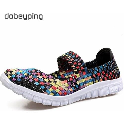 Dobeyping Spring Autumn Womens Sneakers Colorful Woven Female Flats Casual Slip On Shoes Woman Light Weight Walking Women Shoe