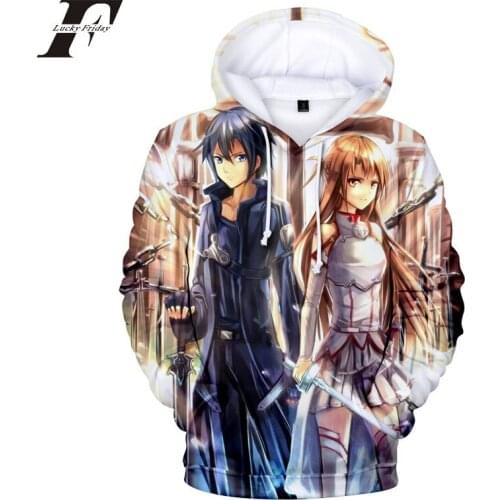 LUCKYFRIDAYF 2018 hit hop Anime Sword Art Online 3D printed cotton oversized Hoodies sweatshirts Men Women Sexy tracksuit