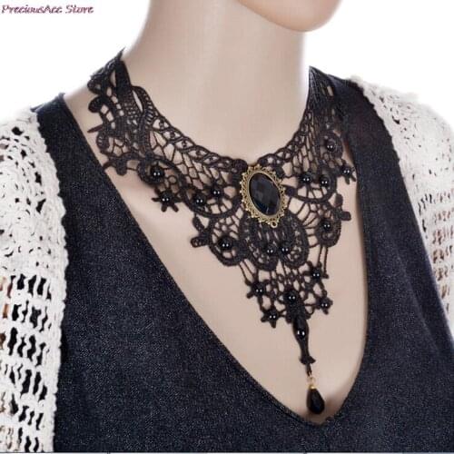 Fashion Necklaces For Women Beauty Girl Handmade Jewerly Gothic Retro Vintage Lace Necklace Collar Choker Necklace bib gem chain