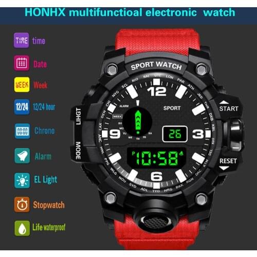 Fashion Mens Watches Waterproof Mens Boy LCD Digital Stopwatch Date Rubber Sport Wrist Watch Waterproof Relogio Clock reloj Q7