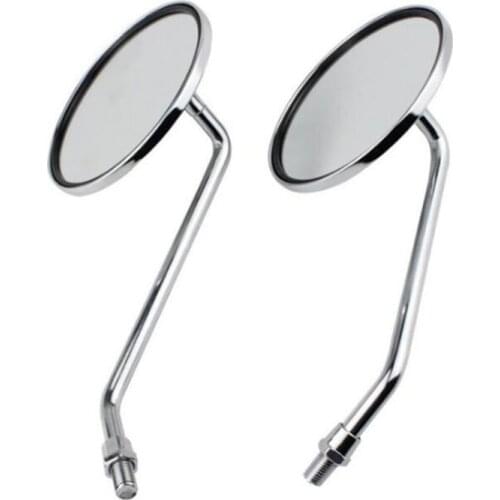 2PCS Motorcycle Mirrors Round Stock Style Long Stem Handlebar Mirrors for Honda / Kawasaki/ Suzuki/Vespa Type