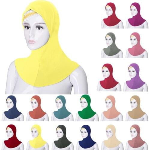 Muslim Hijab Islamic Solid Colr Mini Style Scarf Women Amira Cap Soft Stretch Neck Cover Shawl Hijabs Prayer Hat Niquabs Fashion
