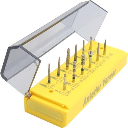 1 Kit(12pcs) Dental Anterior Veneer Dental Diamond Burs Drill Kit Dental Burs Dentists Professional