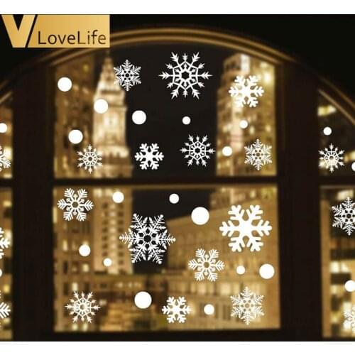 Snowflake Window Sticker Winter Wall Stickers Kids Room Christmas Decorations for Home New Year Christmas 2020 Xmas Decor 48pcs