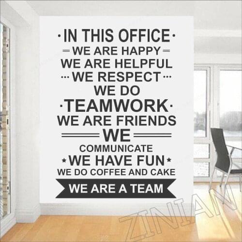 In This Office Wall Decal Poster We Are Team Quote Teamwork Vinyl Wall Art Sticker Motivational Office RemovableWall Poster HL52