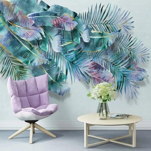 Custom 3D Wall Mural Modern Hand Painted Light Luxury Tropical Plant Leaves Photo Wallpaper Living Room TV Sofa Papel De Parede