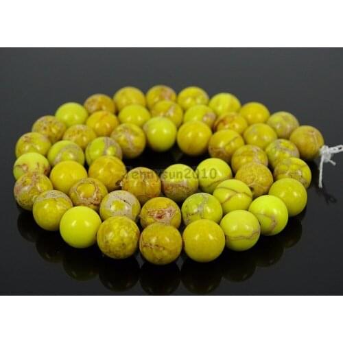 Natural Yellow Sea Sediment Jas-per Gems Stone Round Spacer Loose Beads 15'' Jewelry Design 5 Strands/Pack