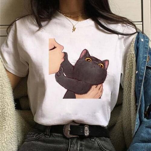 New Harajuku Women Tshirts Fuuny Cat Graphic Printed T Shirt Cute Women Shirt Female T-shirt Kawaii Tees Fashion Clothes Shirts
