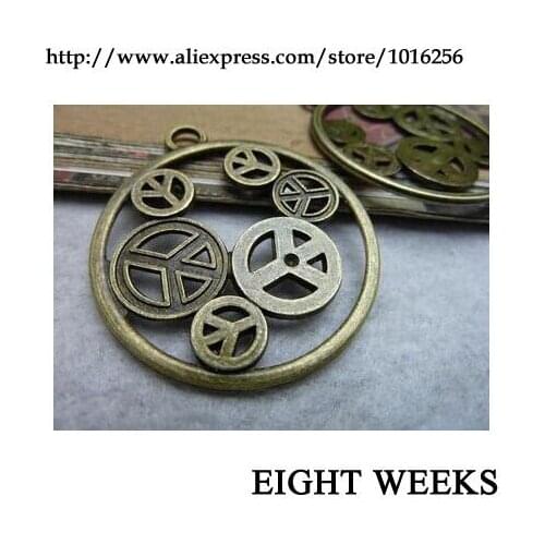 Zinc alloy pendant jewelry accessories diy handmade material charms Peace symbol gear 42 mm
