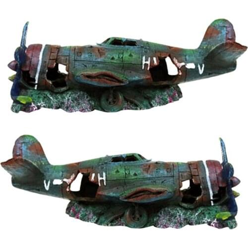 Underwater Wreckage Resin Craft Fish Tank Artificial Plane Wreckage Ornament Aquarium Landscaping Ornament Decor