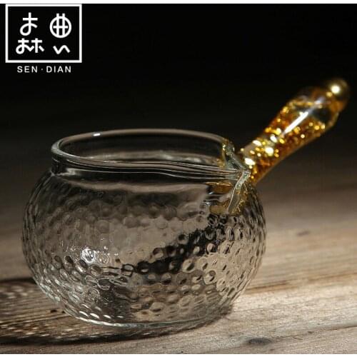 SENDIAN High Temperature Resistant Glass Side Handle Pot Handmade Hammered Glass Cup 2021 Office And Home Tea Set Accessories