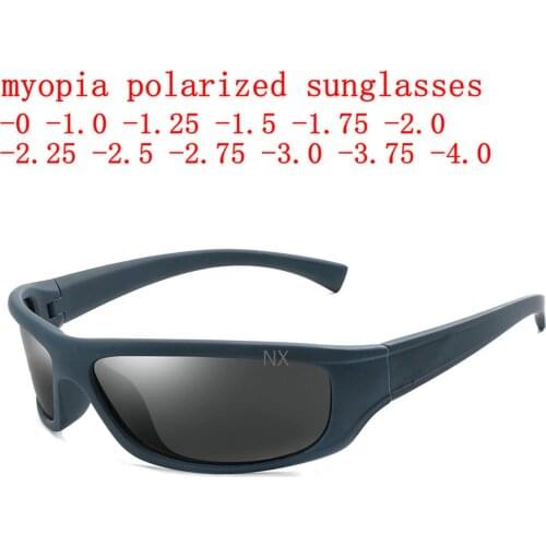 Outdoor riding and driving Square Nearsighted Sunglasses Men Polarized Sport Myopia Lens Sunglasses Prescription 0 -0.5 -0.75 NX