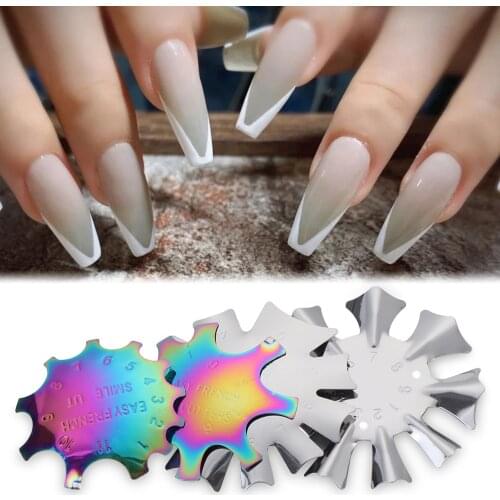 Pro 9 Sizes Easy Smile Cut V Line Templates Multi-style Shape Tips Edge Trimmer French Nails Art Cutter Manicure Decoration