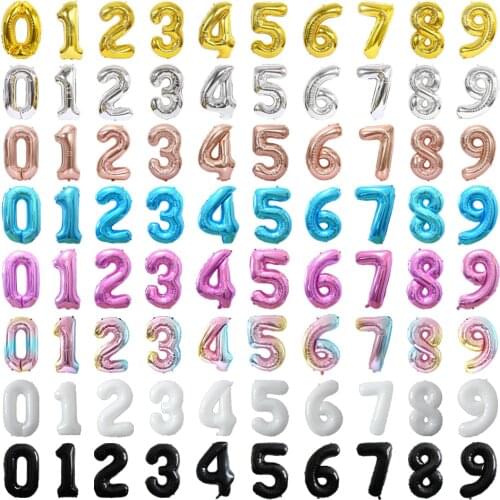 10pcs Rose Gold Silver Number Balloons Number 0-9 Foil Ballon Baby Shower Birthday Party Wedding Decoration Party Event Supplies