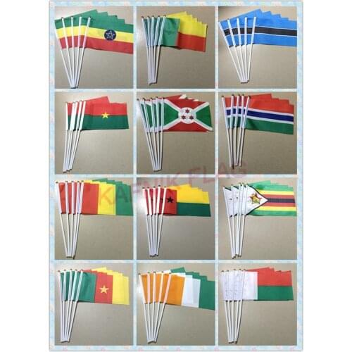 KAFNIK, Ethiopia/benin/Botswana /Burkina faso/Burundi/Gambia/guinea/Zimbabwe/Cody w/Madagascar 14*21CM hand flag with Pole