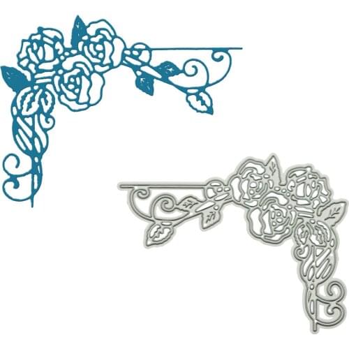 Fence with Rosa Flower Metal Cutting Die Scrapbooking Handmade Album Edge Conner Decorating Craft Paper Art Work Cutter Mold
