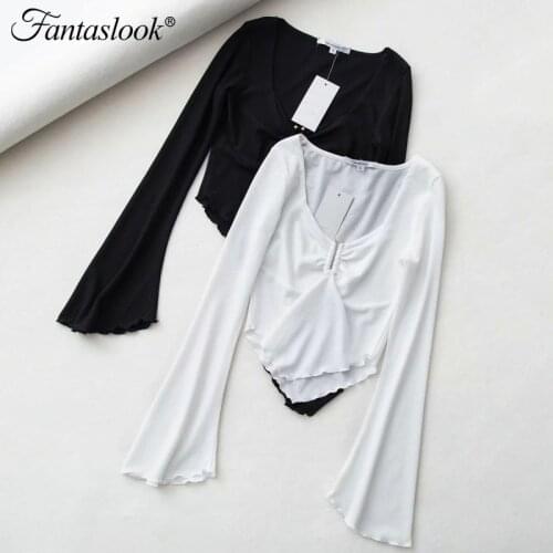 Sexy Top Women Y2K Slim Cropped T Shirt Vintage Solid Short Tops Ladies Party Club Short Streetwear Casual Long Sleeve T Shirts