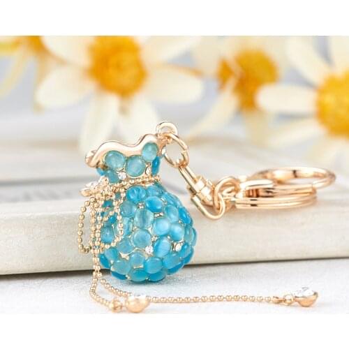 New Chinese style 5 Colors Diamond Painting Women Bag Keychain Crystal Fashion Keychain Ornaments Handmade Rhinestones