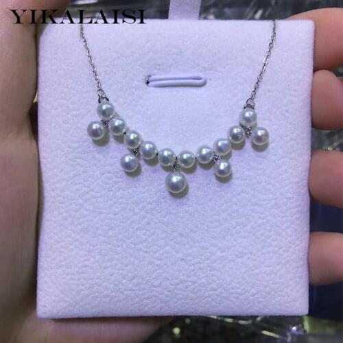 YIKALAISI 925 Sterling Silver Jewelry Pearl Necklace 2019 Fine Natural Pearl jewelry 4-5mm pearl Necklace For Women wholesale