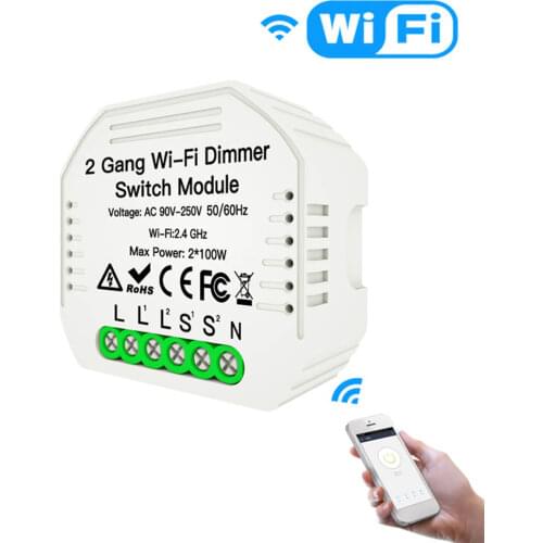 1/2Gang DIY WiFi Smart 2 Way/1Way Light LED Dimmer Module Switch Smart Life/Tuya APP Remote Control Work with Alexa Google Home