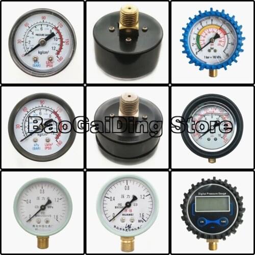 1/8" 1/4" Micro Pump Air Compressor Accessories 42mm 52mm Plastic/Iron Shell Pressure Gauge,barometer,Pointer Type Radial Y60
