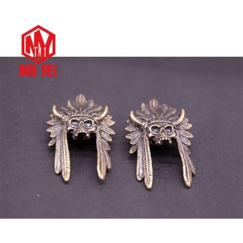 1PC Knife Beads EDC Tools Brass Indian Chief Paracord Bead Outdoor Wallet Belt Accessories