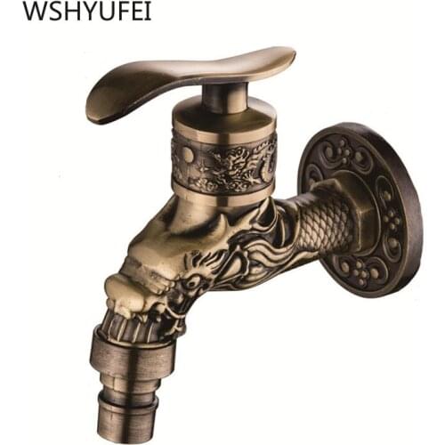 Antique Bronze Bibcock Decorative Wall Mount Zinc Alloy Outdoor golden water wall small faucet Home Hardware ornamental