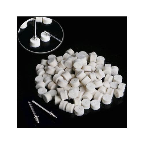100Pcs 13mm Wool Felt Polishing Buffing Pad + 2 Shank For Dremel Grinding Wheel H02