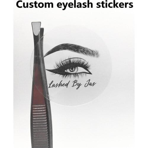 100 pcs round rectangle transparent eyelash logo sticker business card custom label mink eyelash paper lip gloss tube logo
