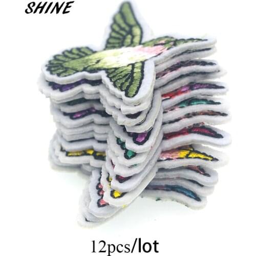 12pcs/lot Colorful Bird Embroidered Badges Iron On Patches For Clothing Motif Sticker DIY Craft Sewing Accessories 5x4cm