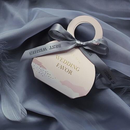 30/60pcs Candy Paper Bag Best Wish Gift Packaging Wedding Bridesmaid Souvenirs Dragee Gift Box Cake Party Decor with Ribbon