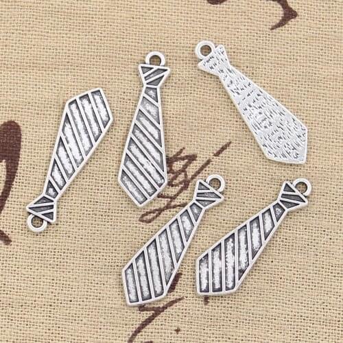 30pcs Charms Necktie Tie 30x9mm Antique Bronze Silver Color Pendants Making DIY Handmade Tibetan Bronze Silver Color Jewelry