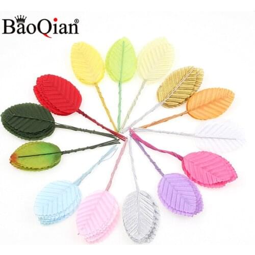 30PCS Silk Nylon Leaf-shaped Leaves Artificial Flower For Fake Flower Wedding Decoration DIY Wreath Gift Scrapbooking Home Craft
