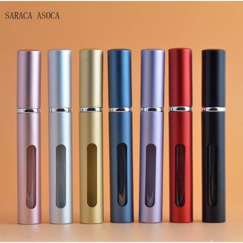 5ml window visible Metal travel sprayer perfume bottle Aluminum shell with Glass tank Atomizer Refillable Bottle 20pcs/lot