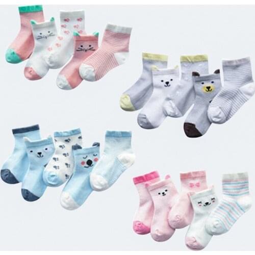 5Pairs/Lot Cartoon Baby Socks Summer Children Sock Breathable Cotton Kid Socks For Boys Girls Thin Socks