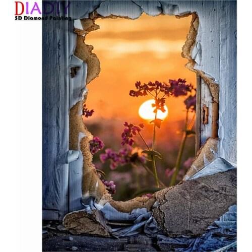 5D Diamond Painting Full Round Embroidery Picture Mosaic Art Accessories sunset Scenery Paiting Cross Stitch Kit Home Decoration