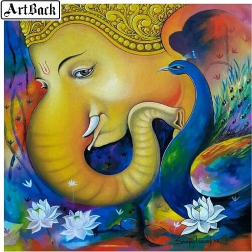 Diamond painting elephant god lotus icon 5d full square / round diamond mosaic animal crafts diy 3d diamond embroidery kit