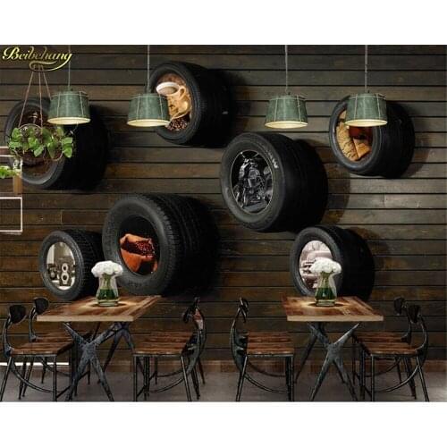 Beibehang Custom 3d wallpaper mural nostalgic car tire tv background wall papers home decor papel de parede 3d wall paper