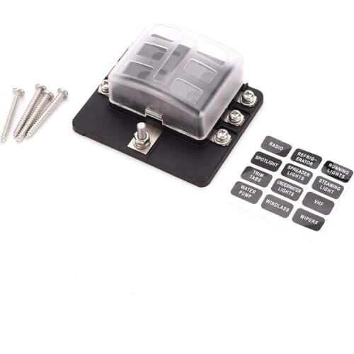 DIY 6 Circuit LED Fuse Block Blade Fuse Box with screw terminal block single plastic bag for Car Boat Marine Trike