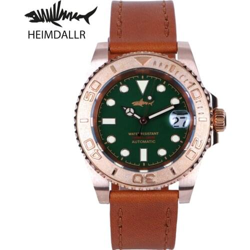 HEIMDALLR Top Brand Luxury Men Diver Watch Bronze Sapphire Green Dial 30Bar NH35A Automatic Mechanical Diving Watches Vintage