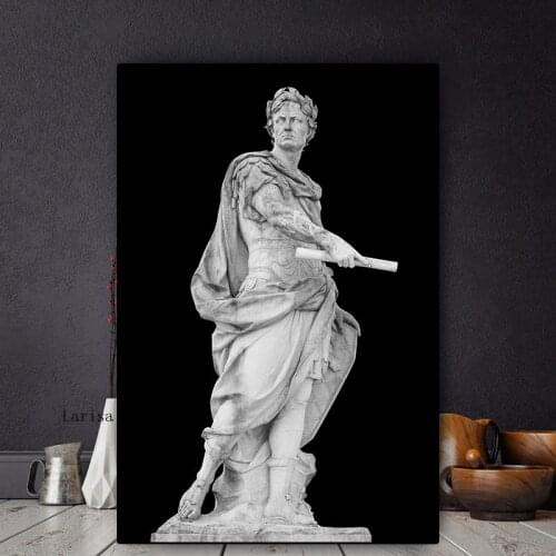 Black and White Canvas Painting Roman Emperor Julius Sculpture Caesar Statue Poster Wall Art Pictures for Living Room Decor