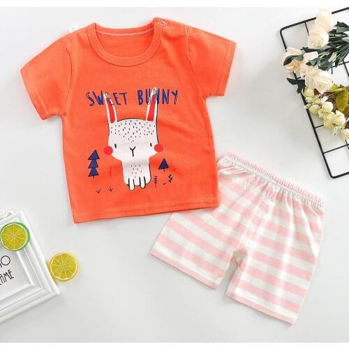 2021 New Boys And Girls T-shirts + Shorts Cartoon Set Children Clothes Summer Thin Girls Outfits Leisure Home Wear Suit