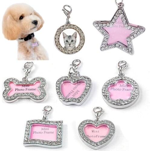 Dog ID Tag Creative Mini Photo Frame Shaped Name Card Bone Name Label Pendant Stainles Pet Cat Birthday Tag Puppy Accessories