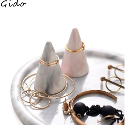 Ceramic Finger Cone Ring Holder Marble Decor Display Stand Tray Jewelry