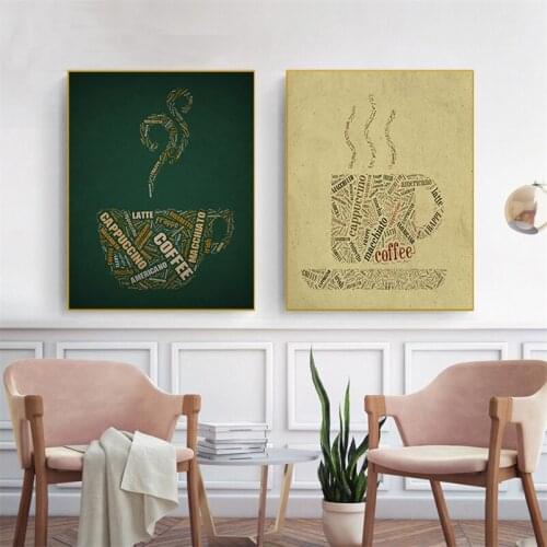 Coffee Canvas Painting Cafe Posters and Prints Modern Art Painting Wall Pictures for Kitchen Bar Cafe Decor No Frame
