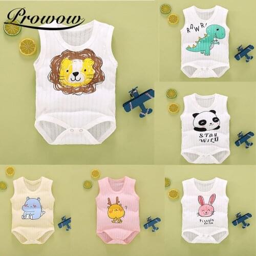 Prowow Cartoon Lion Baby Sleeveless Summer Newborn Bobysuits For Baby Clothes Dinosaur Toddler Sleepwears Casual Infant Rompers