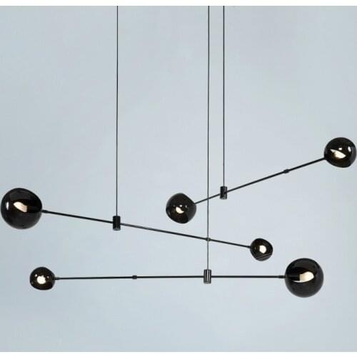 Modern Plated Black Pearl 2 Light Chandelier E27 Led Chandelier Lighting Hanging Lamp Dining Room Minimalism Lamparas Fixture